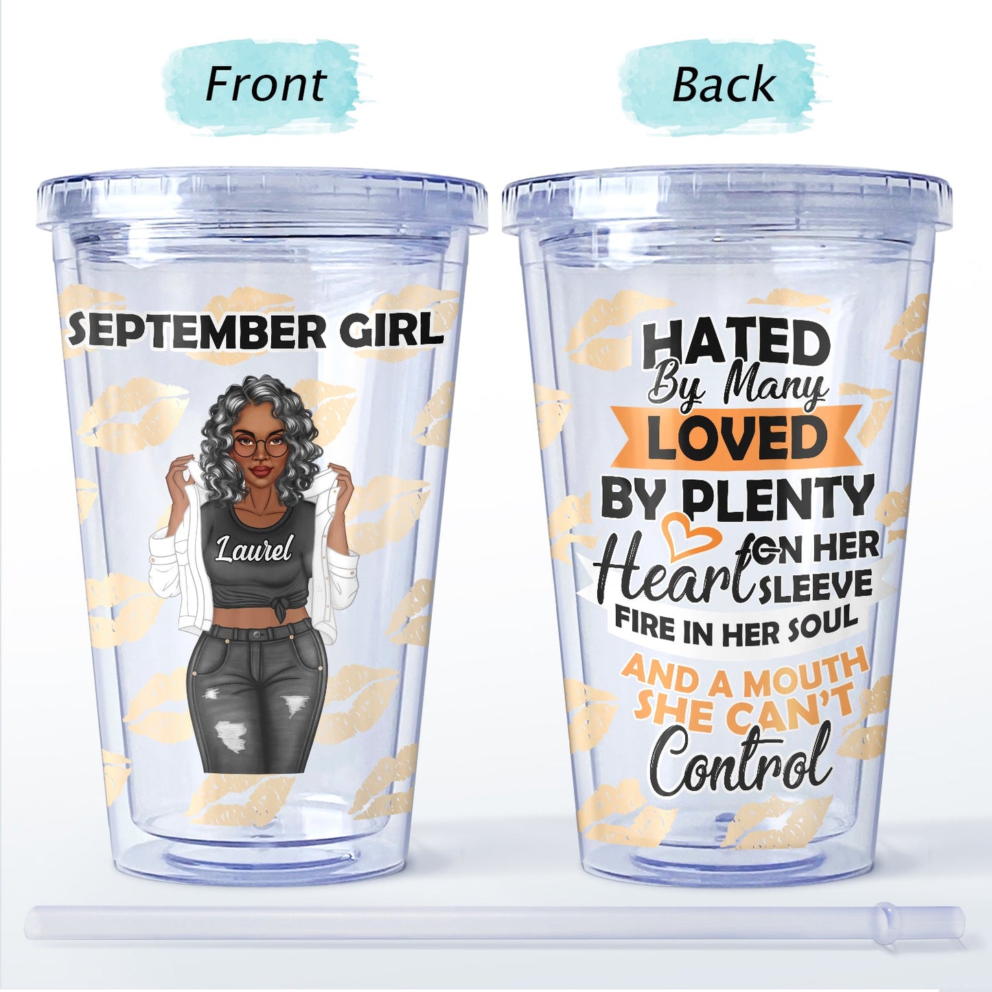 A Mouth She Can't Control - Gift For Yourself, Gift For Women - Personalized Acrylic Insulated Tumbler With Straw